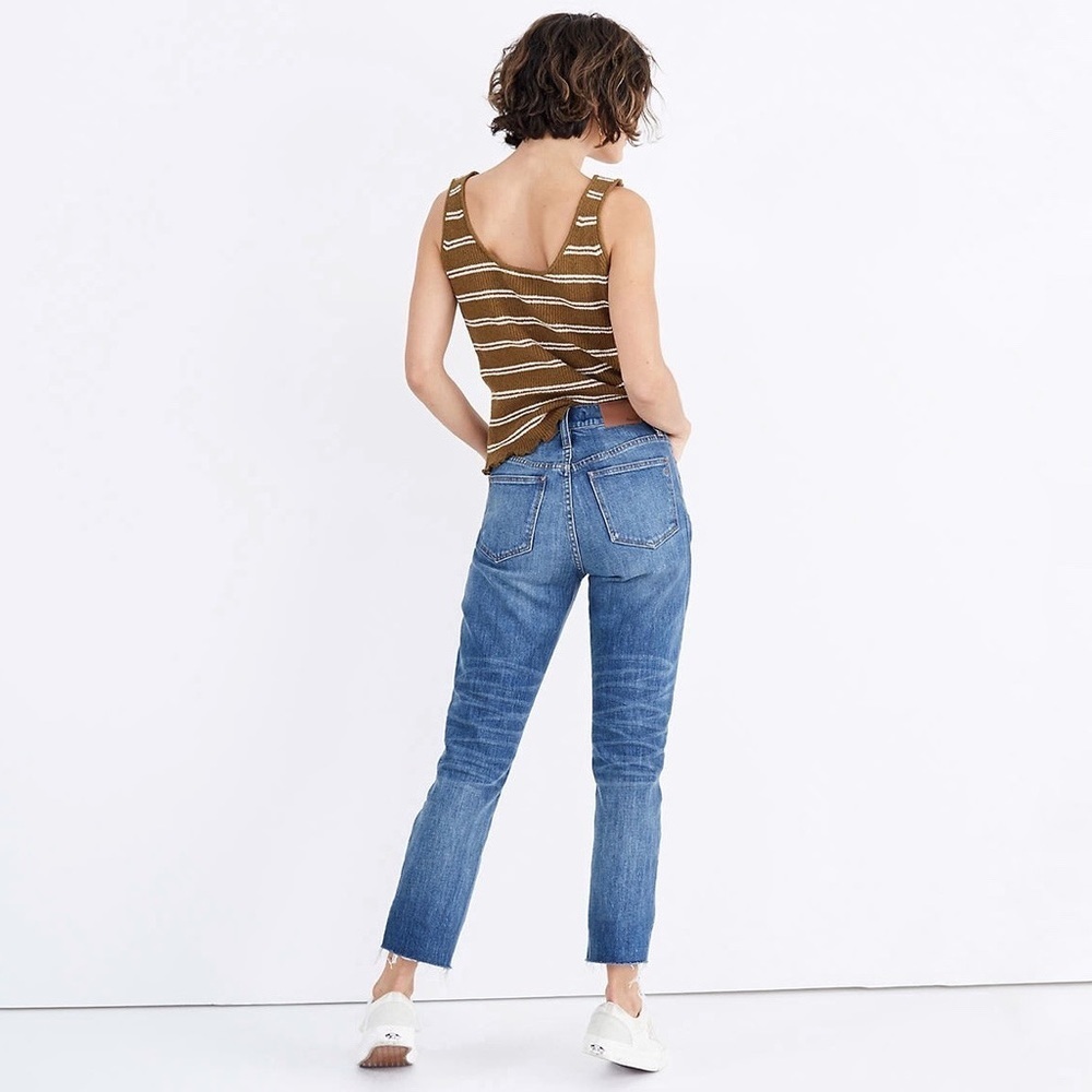 NWT Madewell The High-Rise Slim Boyjean in Dover Wash Raw-Hemmed Edition Size 28